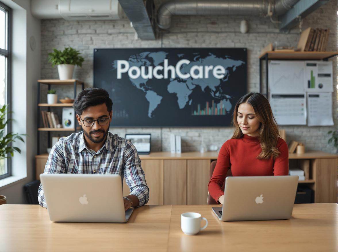 PouchCare team working on digital marketing strategies and client projects